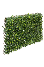 Künstliche Prunus Hecke - Nisa auf transparentem Hintergrund mit echt wirkenden Kunstblättern. Diese Kunstpflanze gehört zur Gattung/Familie der "Prunus" bzw. "Kunst-Prunus".