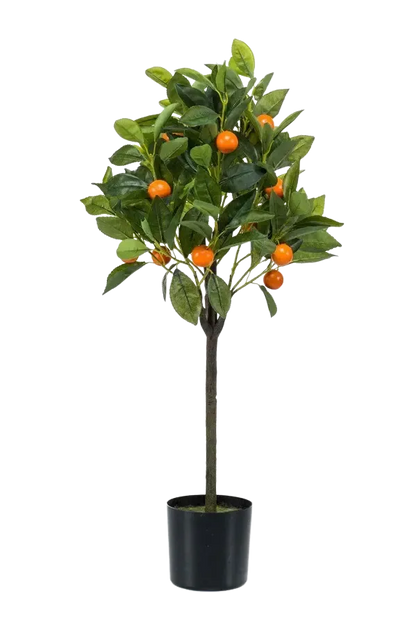 Künstlicher Orangenbaum - Julia auf transparentem Hintergrund mit echt wirkenden Kunstblättern. Diese Kunstpflanze gehört zur Gattung/Familie der "Orangenbaum" bzw. "Kunst-Orangenbaum".