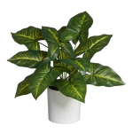 Künstliche Dieffenbachia - Justus, 45 cm, Kunstpflanze von aplanta, inkl. Dekotopf, in Grün, für drinnen