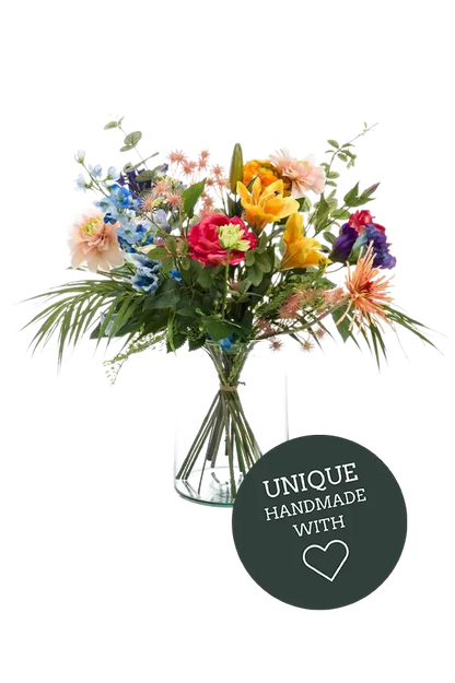 Künstlicher Blumenstrauß - Ophelia auf transparentem Hintergrund mit echt wirkenden Kunstblättern in natürlicher Anordnung. Künstlicher Blumenstrauß - Ophelia hat die Farbe Natur und ist 67 cm hoch. | aplanta Kunstpflanzen