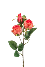 Künstliche Rose - Yafet, 44 cm, Kunstblume von aplanta, Steckpflanze, in Orange, für drinnen