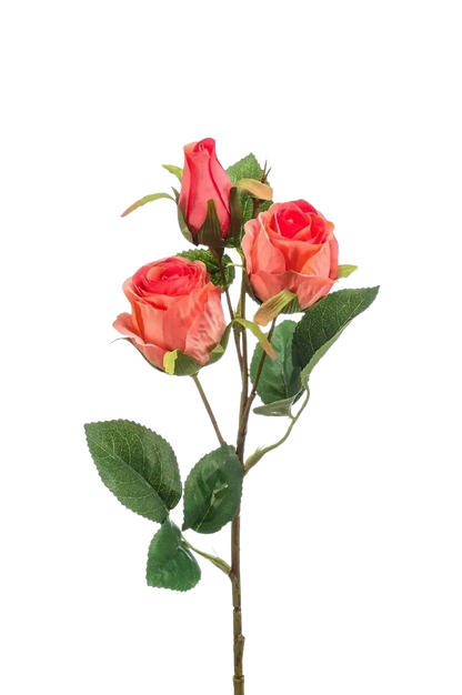 Künstliche Rose - Yafet, 44 cm, Kunstblume von aplanta, Steckpflanze, in Orange, für drinnen