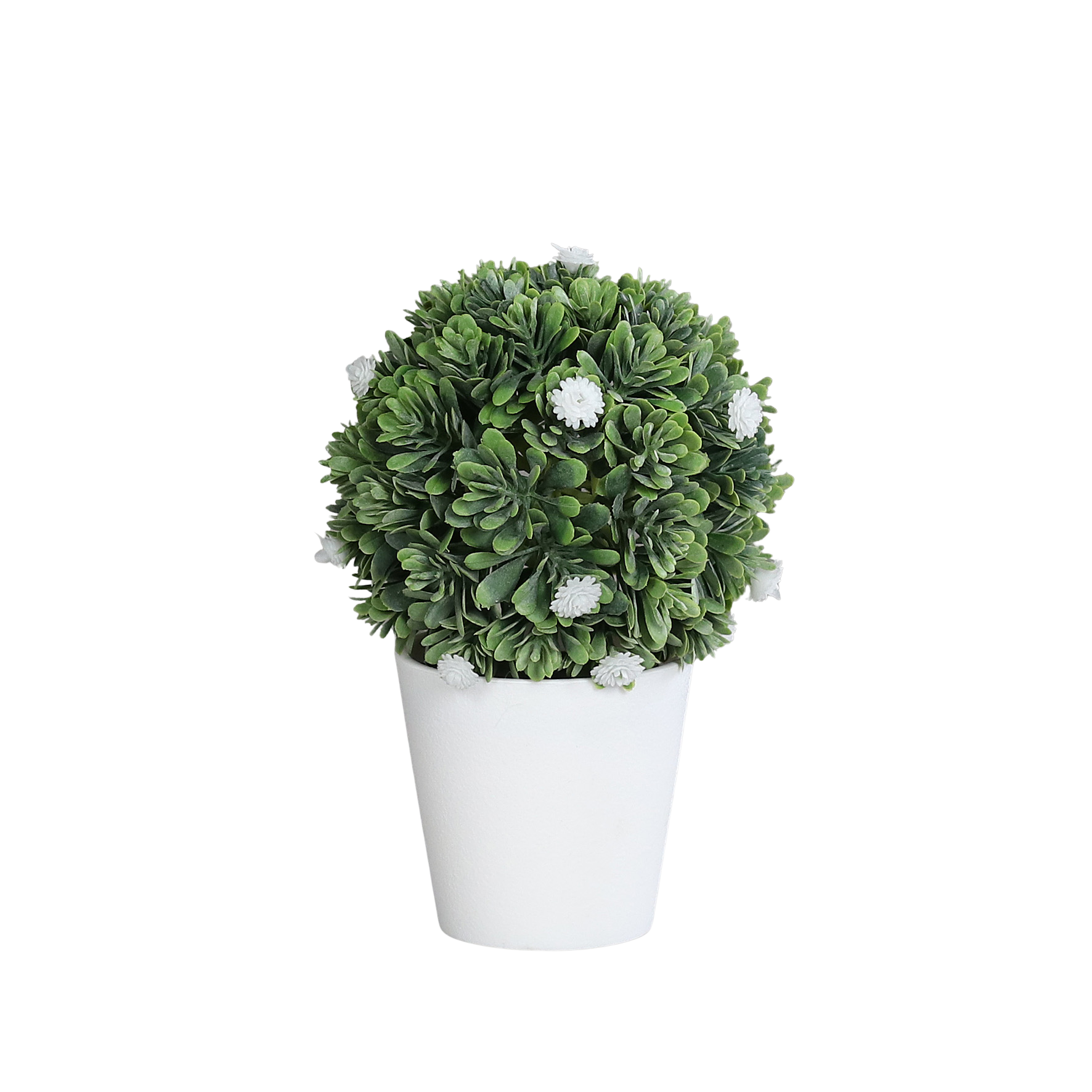Künstlicher Blütenbuchsbaum - Balu, 18 cm, Kunstpflanze von aplanta, inkl. Dekotopf, in Grün, für drinnen