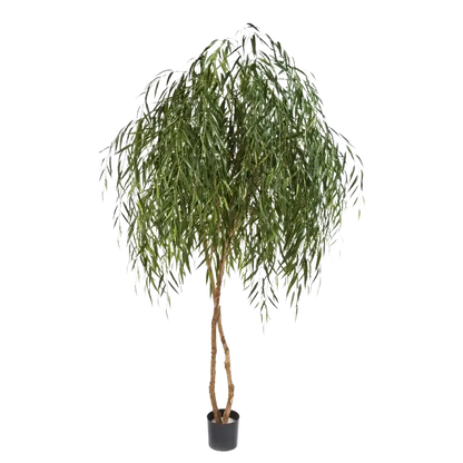 Künstliche Weide - Pepe, 240 cm, Kunstbaum von aplanta, mit Echtholzstamm, in Grün, für drinnen