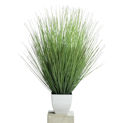 Hochwertiges Kunstgras auf transparentem Hintergrund mit echt wirkenden Kunstblättern in natürlicher Anordnung. Künstliches Isolepsisgras - Alma hat die Farbe Natur und ist 80 cm hoch. | aplanta Kunstpflanzen