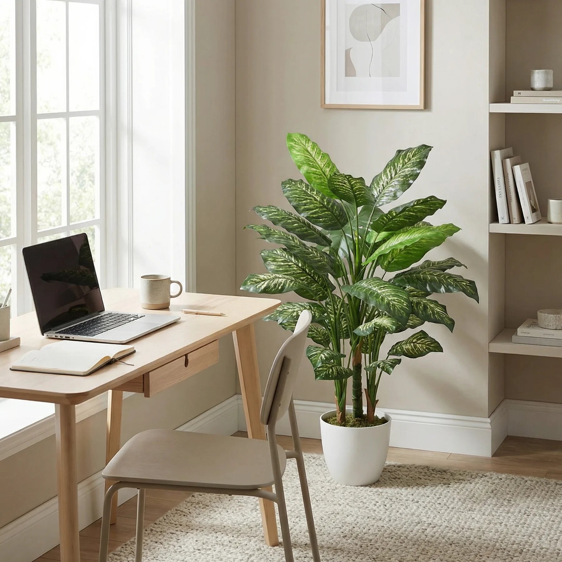 Künstliche Dieffenbachia - Mirella, 90 cm, Kunstpflanze von aplanta, in Grün, für drinnen
