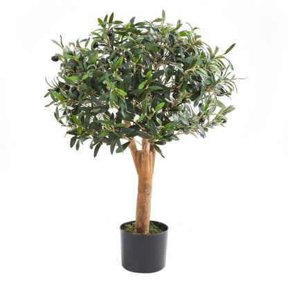 Künstlicher Olivenbaum - Nerio, 75 cm, Kunstbaum von aplanta, mit Echtholzstamm, UV-beständig, inkl. Startertopf, in Grün