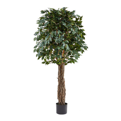 Künstlicher Ficus - Amadior, 210 cm, Kunstbaum von aplanta, mit Echtholzstamm, UV-beständig, in Grün, für drinnen