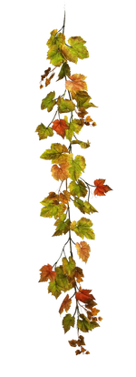 Hochwertige künstliche Hängepflanze auf transparentem Hintergrund mit echt wirkenden Kunstblättern in natürlicher Anordnung. Künstliche Weinreben Girlande - Bjarne hat die Farbe Natur und ist 180 cm hoch. | aplanta Kunstpflanzen