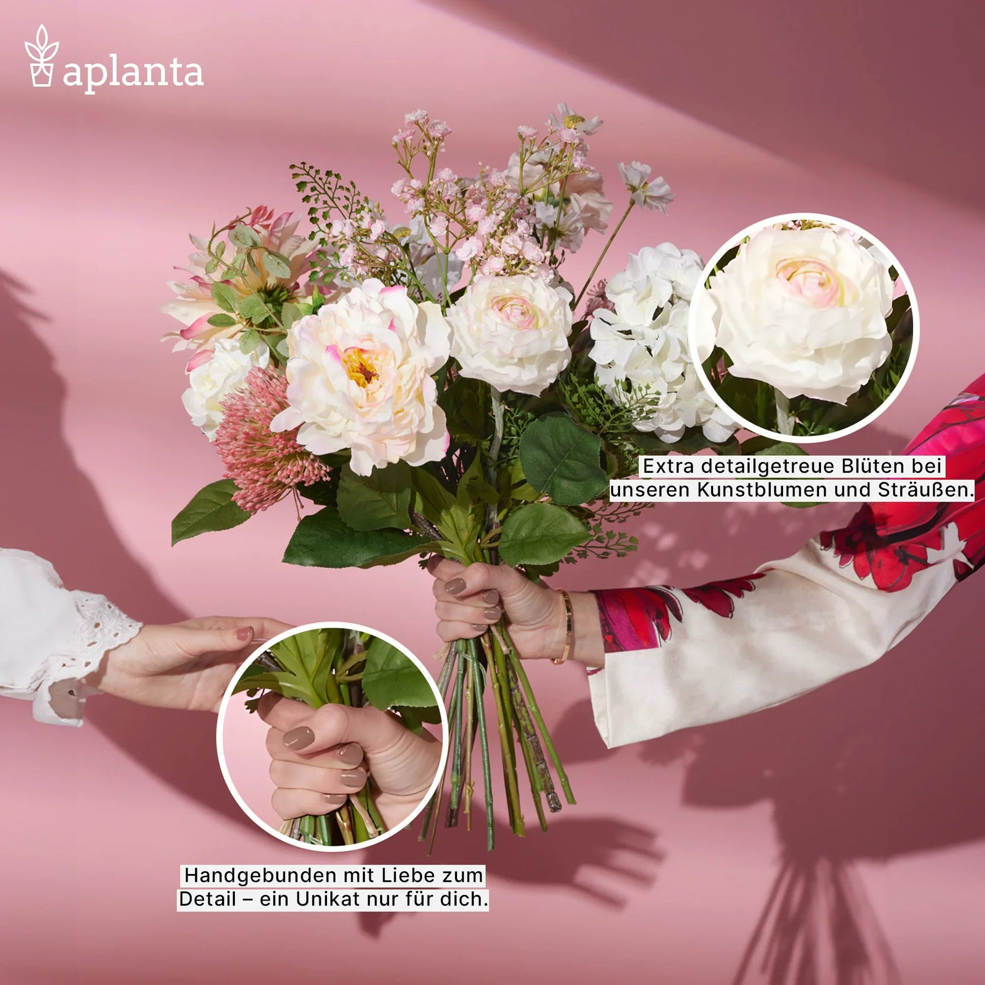 Künstliche Rose - Carrie, 58 cm, Kunstblume von aplanta, Real Touch, Steckpflanze, in Rot, für drinnen