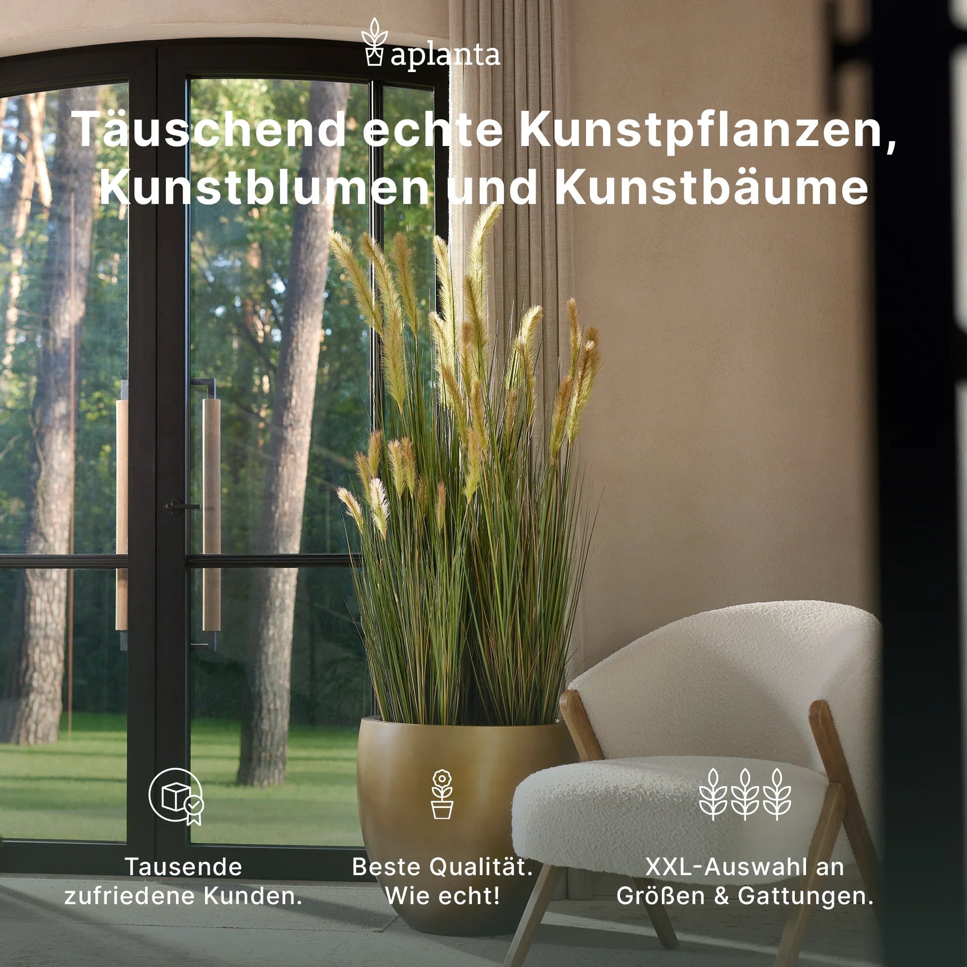 Künstlicher Bogenhanf - Nero | 90 cm