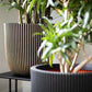 Blumentopf Kugel Groove schwarz, 43x41cm, Pflanzkübel von aplanta, für drinnen & draußen