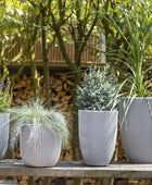 Pflanztopf elegant niedrig Groove elfenbein | 34x46 cm