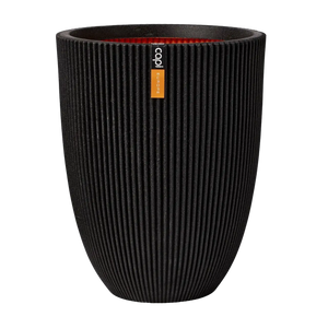 Pflanzkübel elegant niedrig Groove schwarz | 46x58 cm