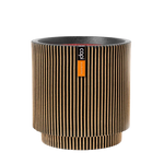 Blumentopf zylinder Groove gold, 36x38cm, Pflanzkübel von aplanta, in Schwarz-Gold, für drinnen & draußen