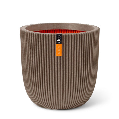 Blumentopf Kugel Groove warmes taupe, 35x34cm, Pflanzkübel von aplanta, für drinnen & draußen