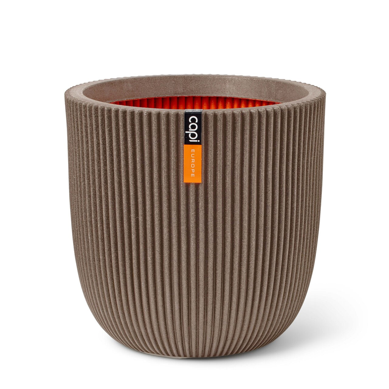Blumentopf Kugel Groove warmes taupe, 43x41cm, Pflanzkübel von aplanta, für drinnen & draußen